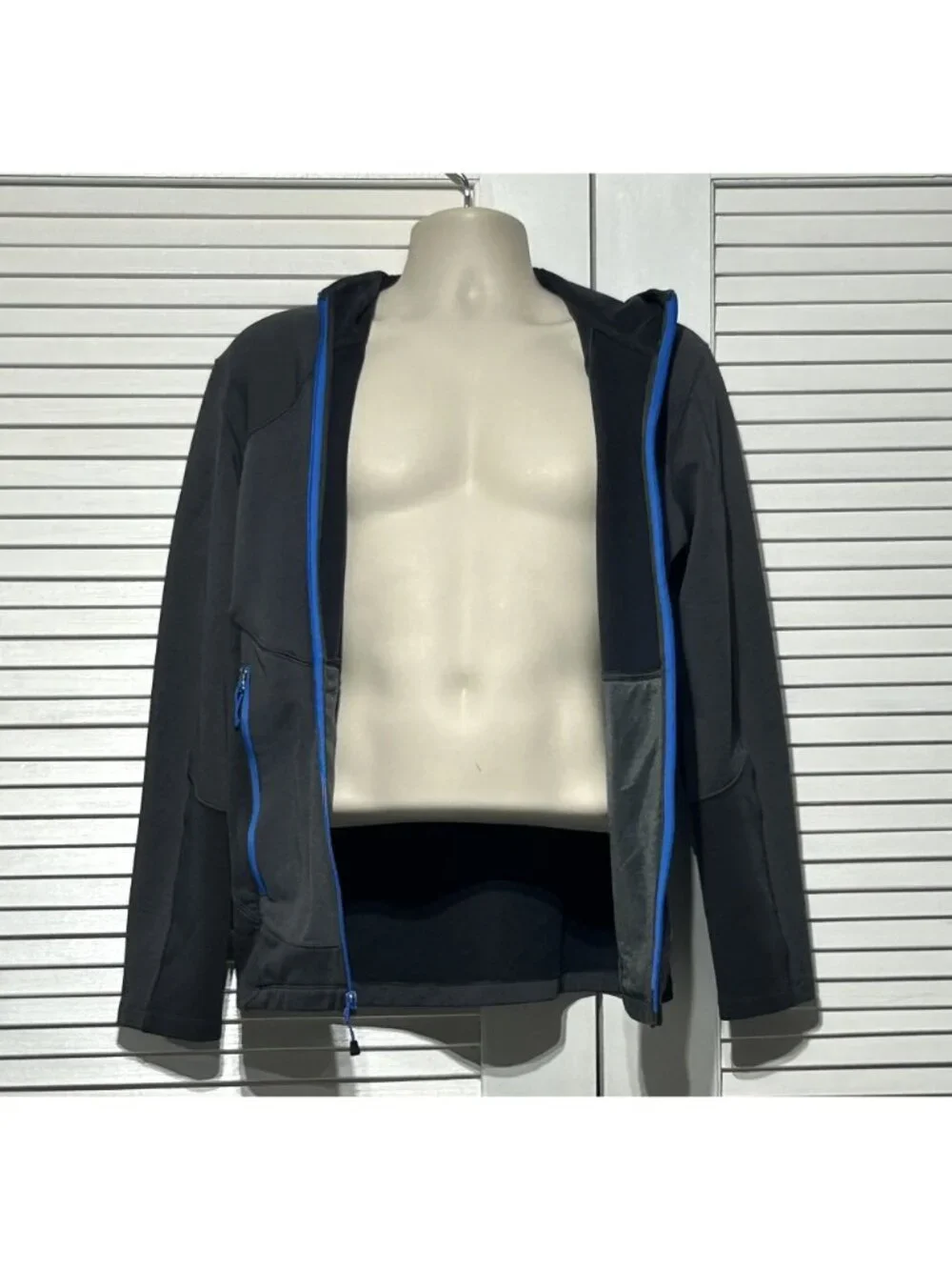 The North Face Men's Gray Blue Full-Zip Fleece Hoodie Athletic Jacket Size M 304